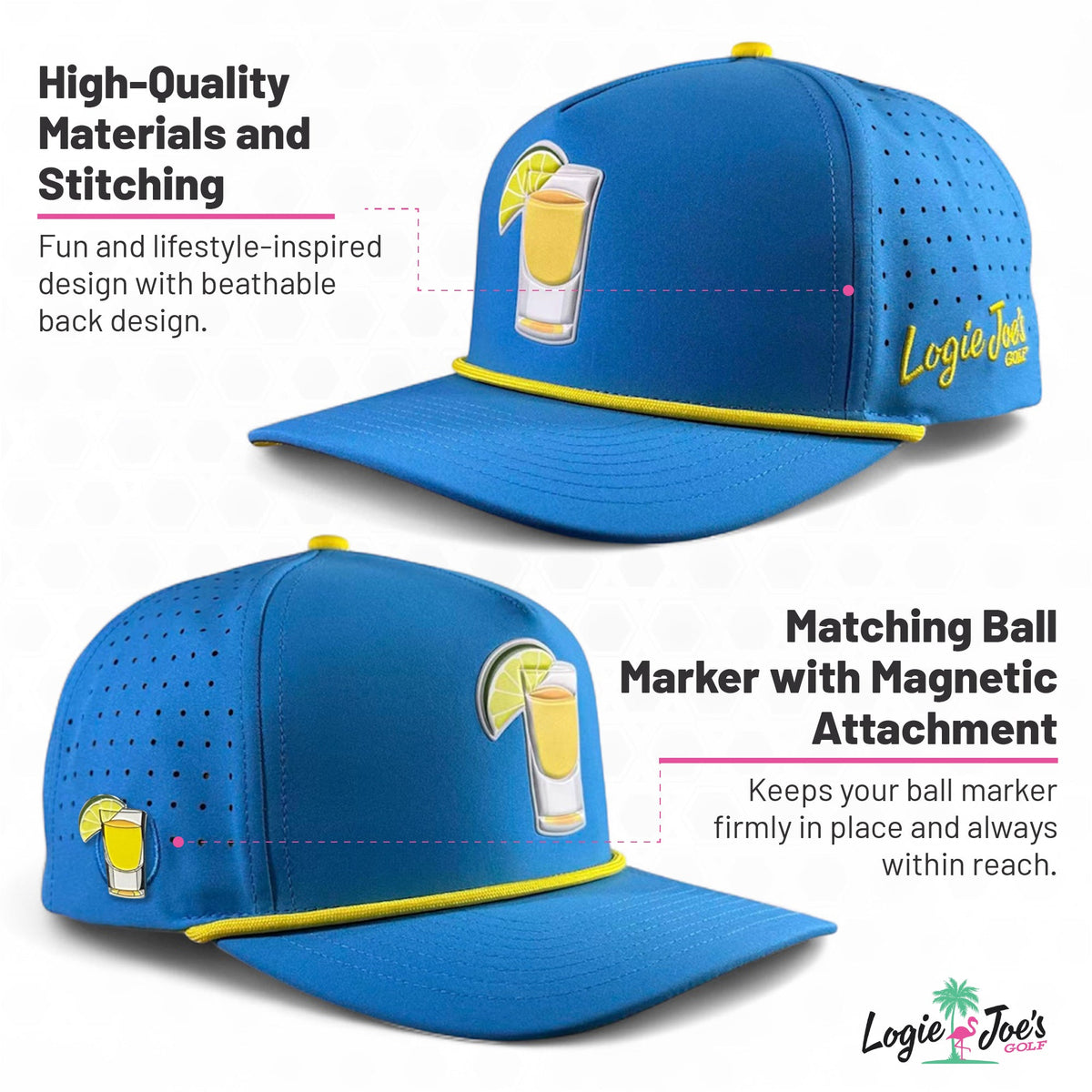 Tactical Golf Hat | Snapback Cap | Built-in Magnetic Ball Marker Holder + Marker Included | Adjustable American Camo